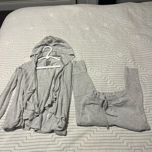 Girls XS Gray Hooded Cardigan and Jogger Set